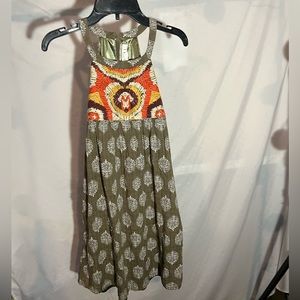 THML embroidered olive print dress